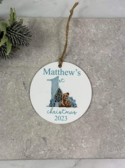 BOGOF blue first Christmas bauble