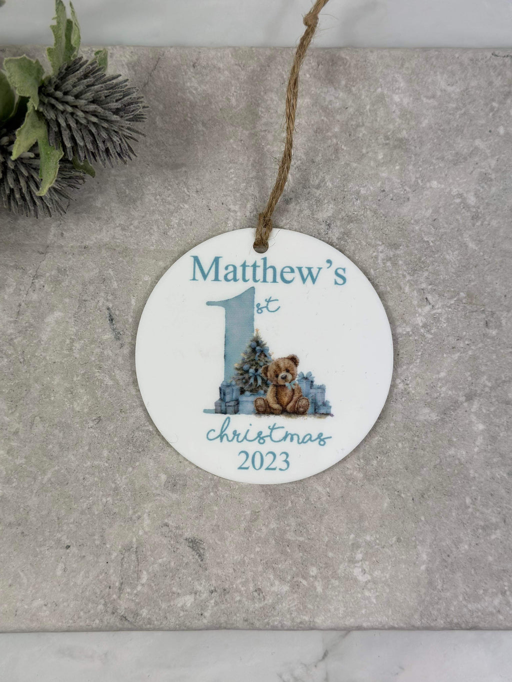 BOGOF blue first Christmas bauble