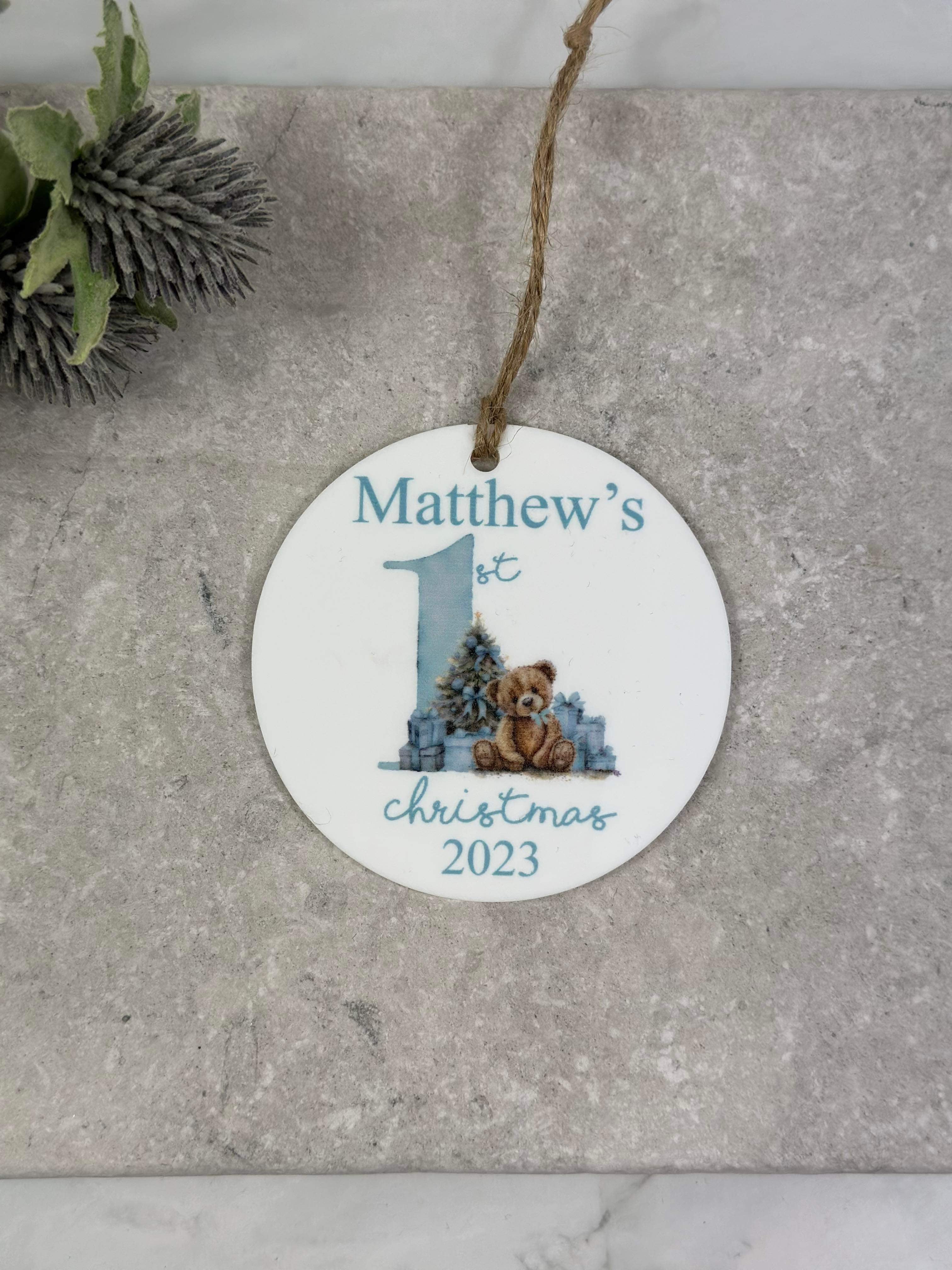 BOGOF blue first Christmas bauble