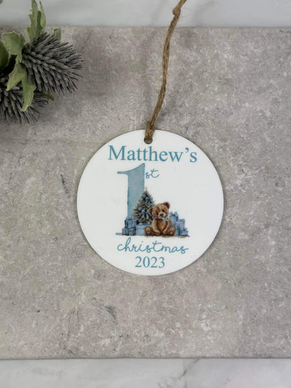 BOGOF blue first Christmas bauble