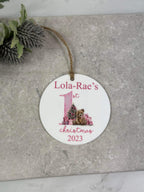 BOGOF pink first Christmas bauble