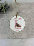 BOGOF pink first Christmas bauble