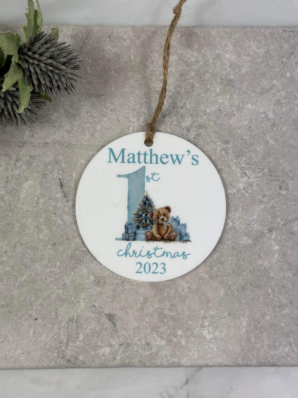 BOGOF blue first Christmas bauble