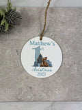 BOGOF blue first Christmas bauble