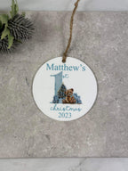BOGOF blue first Christmas bauble