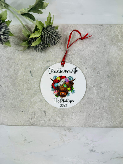 BOGOF highland cow Christmas bauble