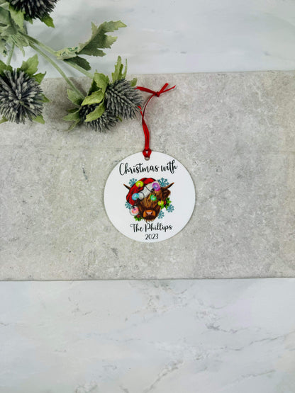 BOGOF highland cow Christmas bauble