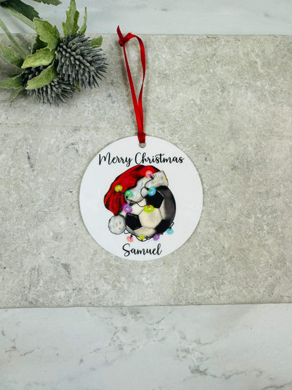 BOGOF football Christmas bauble