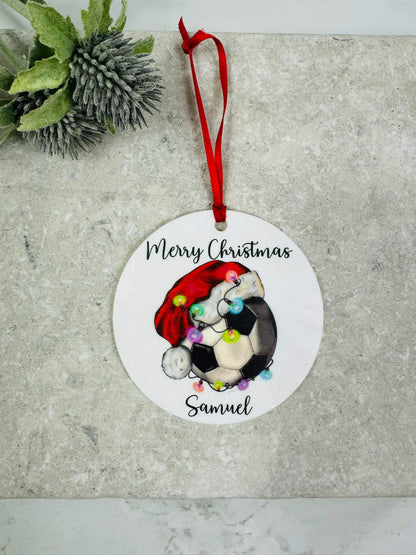 BOGOF football Christmas bauble