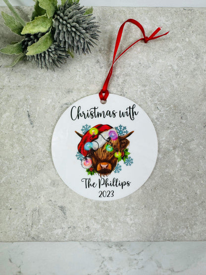 BOGOF highland cow Christmas bauble