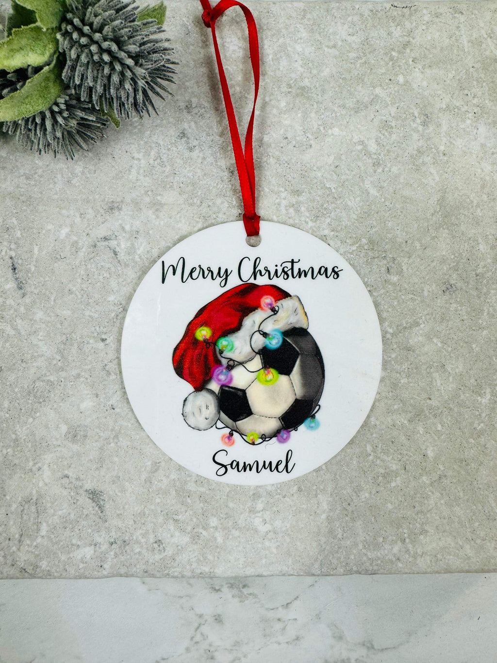 BOGOF football Christmas bauble
