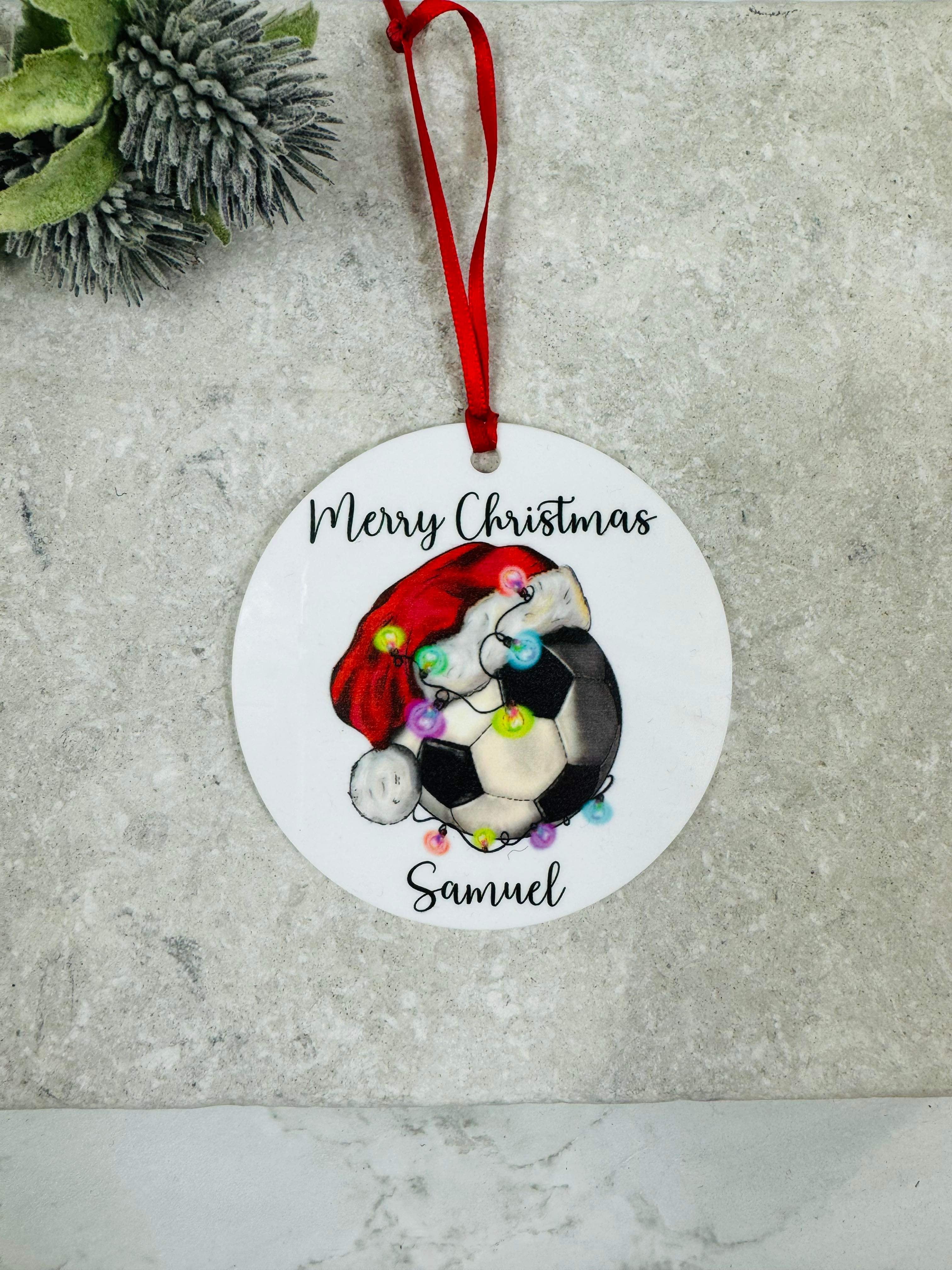 BOGOF football Christmas bauble