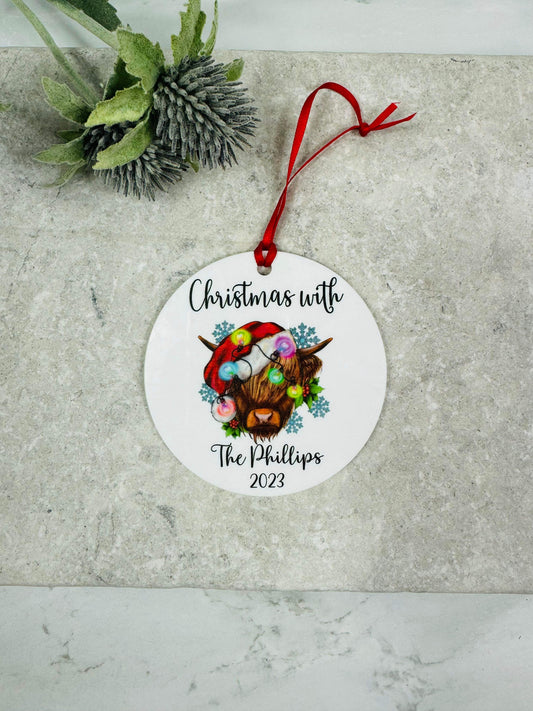BOGOF highland cow Christmas bauble
