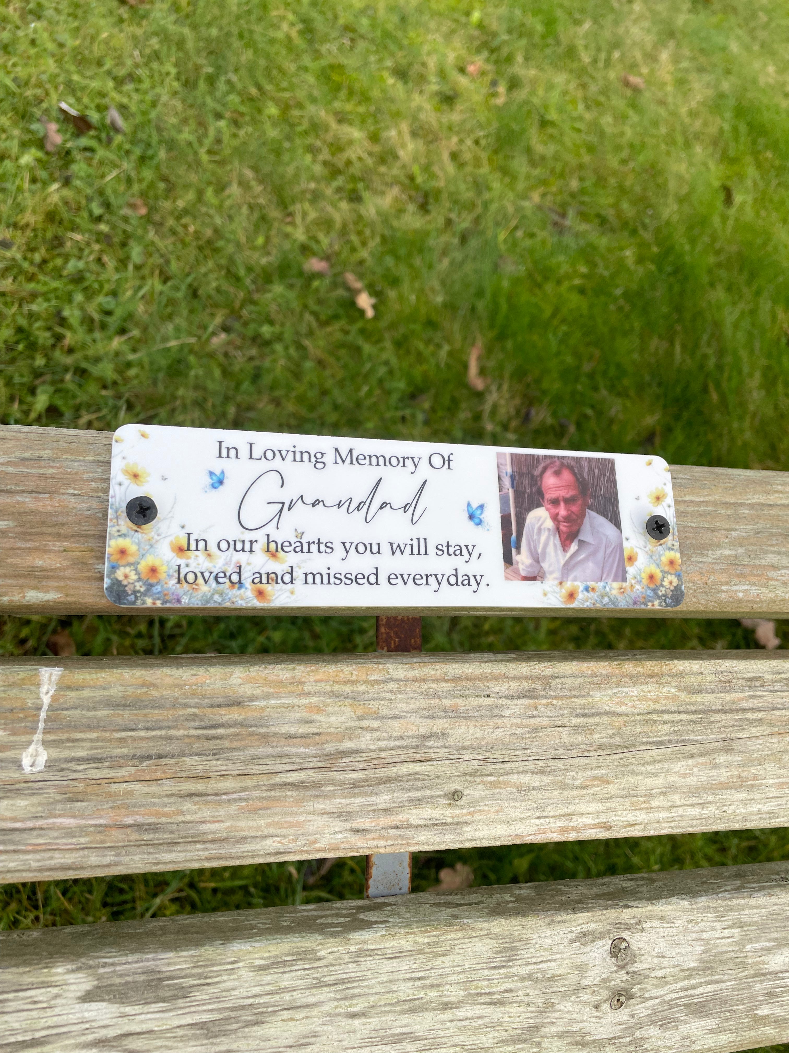Acrylic bench picture memorial plaque - Wild Flowers