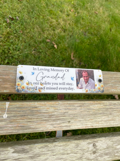 Acrylic bench picture memorial plaque - Wild Flowers