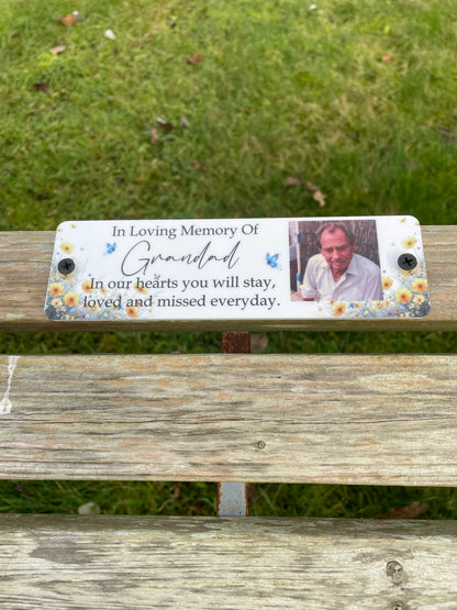 Acrylic bench picture memorial plaque - Wild Flowers