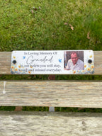 Acrylic bench picture memorial plaque - Wild Flowers