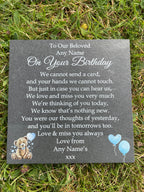 Bear Birthday Memorial plaque Blue Balloons