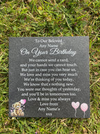 Bear Birthday Memorial plaque Pink Balloons