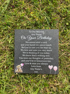 Bear Birthday Memorial plaque Pink Balloons