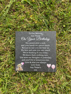 Bear Birthday Memorial plaque Pink Balloons