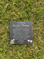 Bear Birthday Memorial plaque Pink Balloons