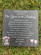 Bear Birthday Memorial plaque 3 Pink Balloons