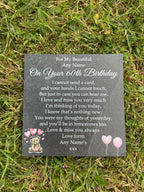 Bear Birthday Memorial plaque 3 Pink Balloons