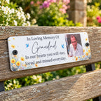 Acrylic bench picture memorial plaque - Wild Flowers