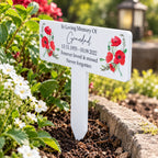 Acrylic Poppy plant pot memorial plaque