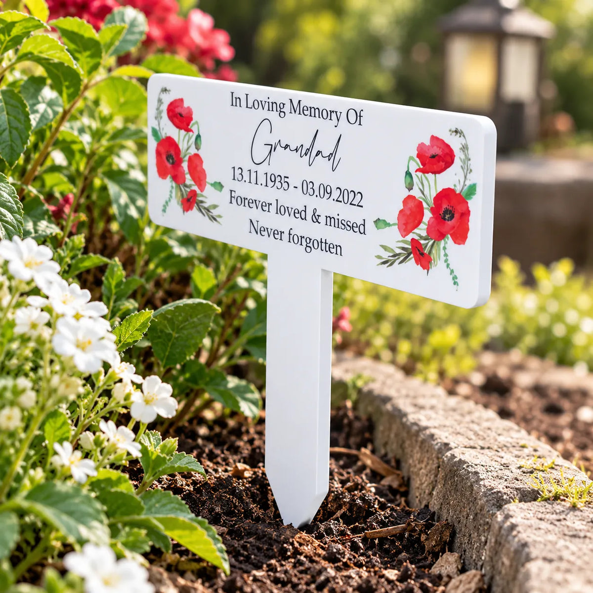Acrylic Poppy plant pot memorial plaque