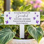Acrylic Purple Butterflies plant pot memorial plaque