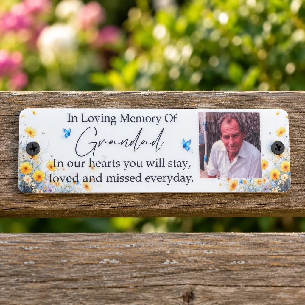 Acrylic bench picture memorial plaque - Wild Flowers
