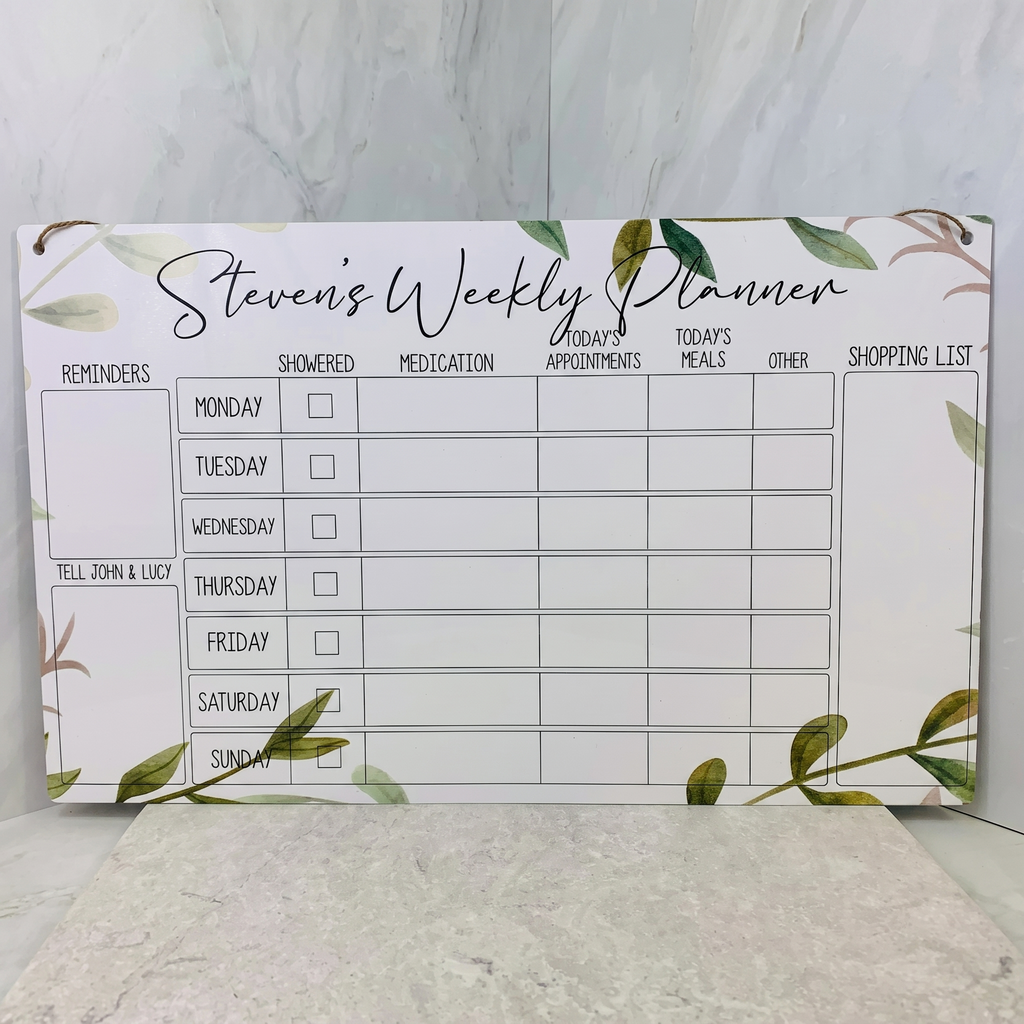 Keep your health and wellbeing organised weekly planner