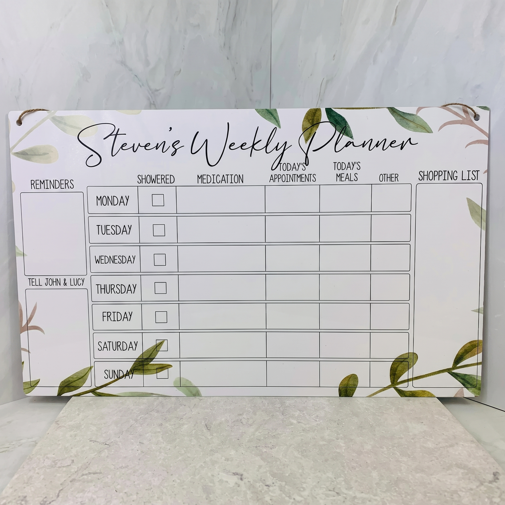 Keep your health and wellbeing organised weekly planner
