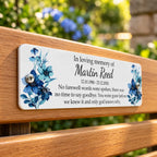 Acrylic blue floral  bench memorial plaque