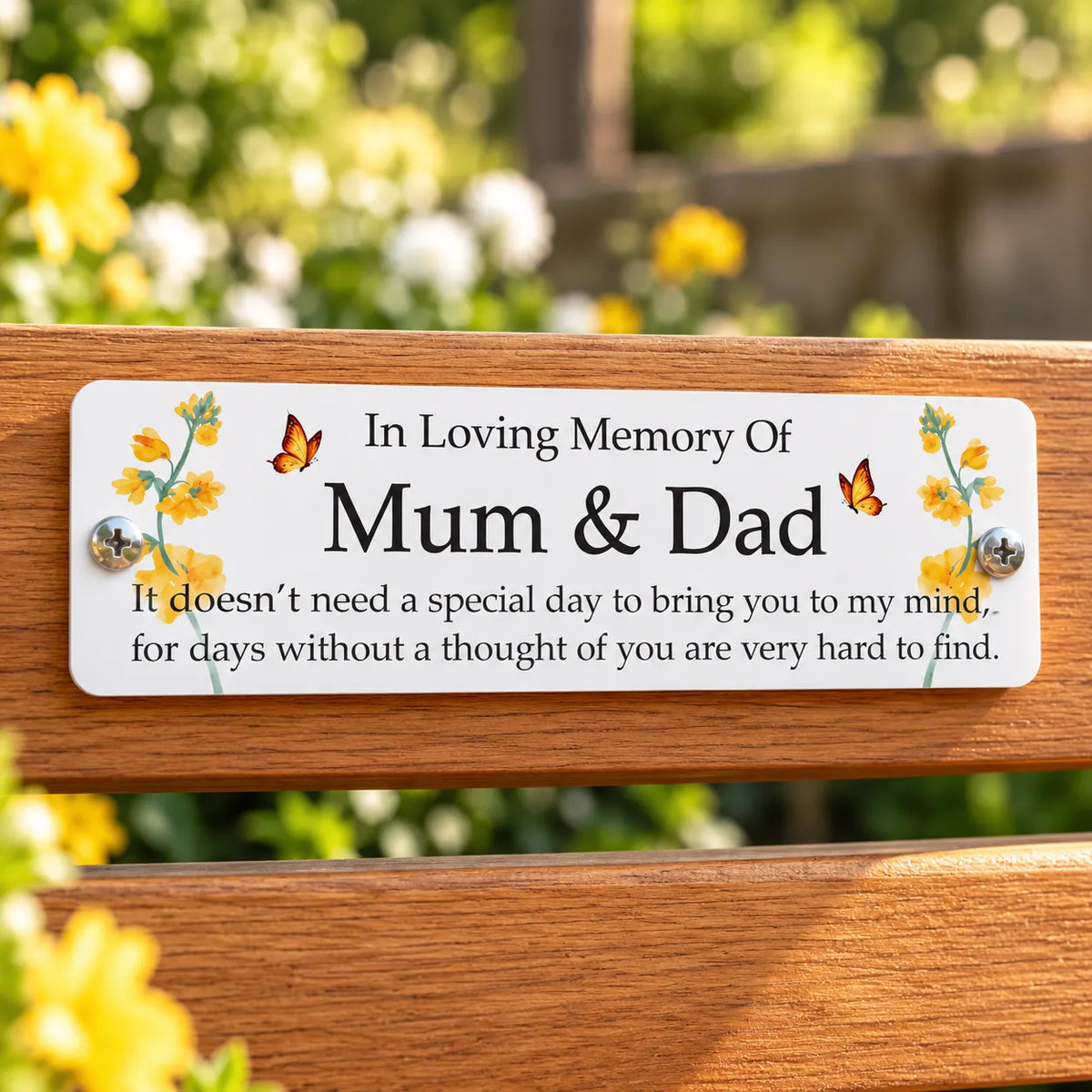 Acrylic yellow floral  bench memorial plaque