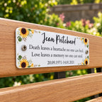 Acrylic sunflower bench memorial plaque
