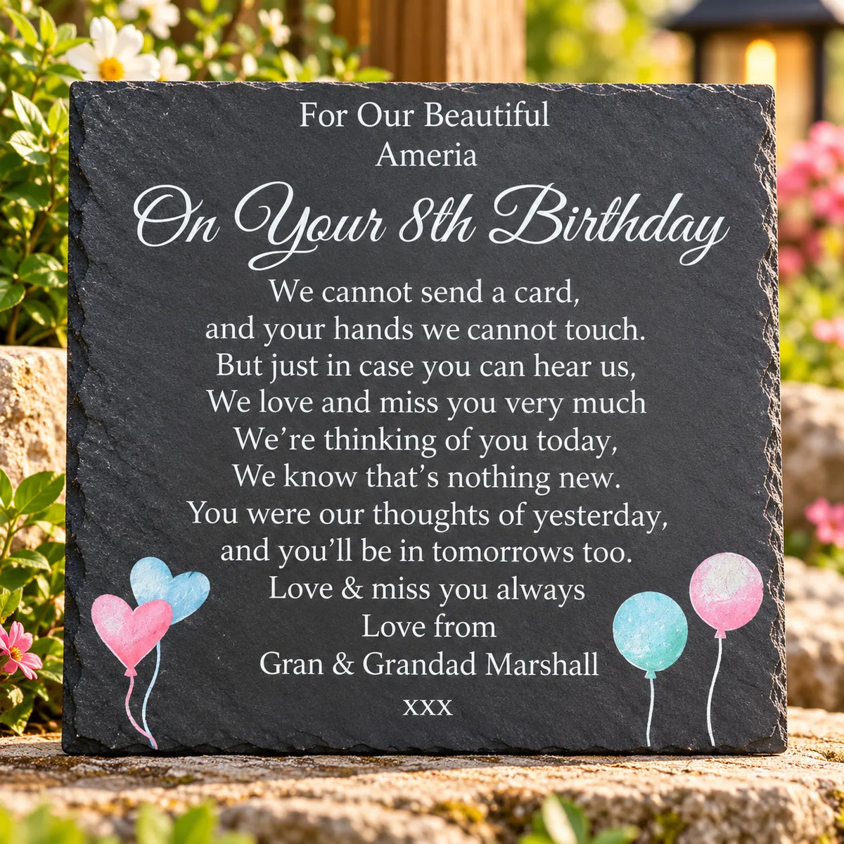 Balloon Birthday memorial plaque