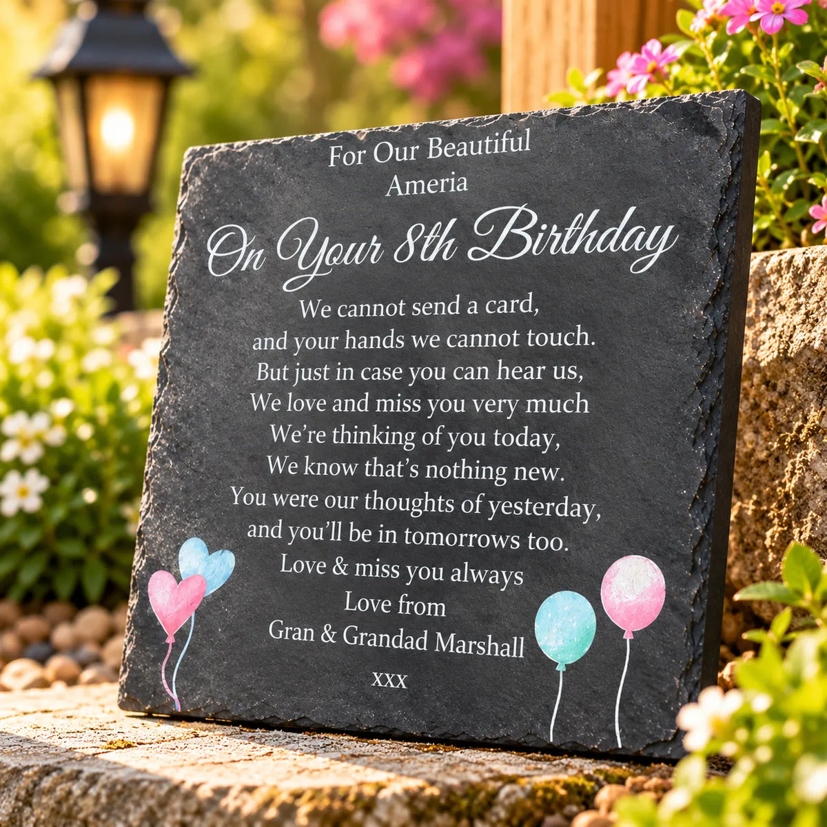 Balloon Birthday memorial plaque