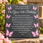 Butterfly Birthday memorial plaque Pink