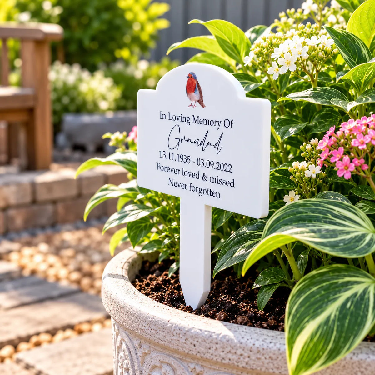 Acrylic Memorial Plaque & Plant Pot