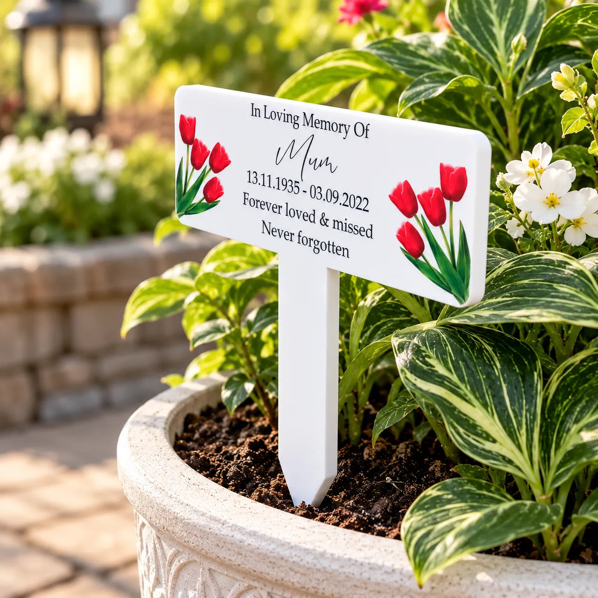 Acrylic Tulip plant pot memorial plaque