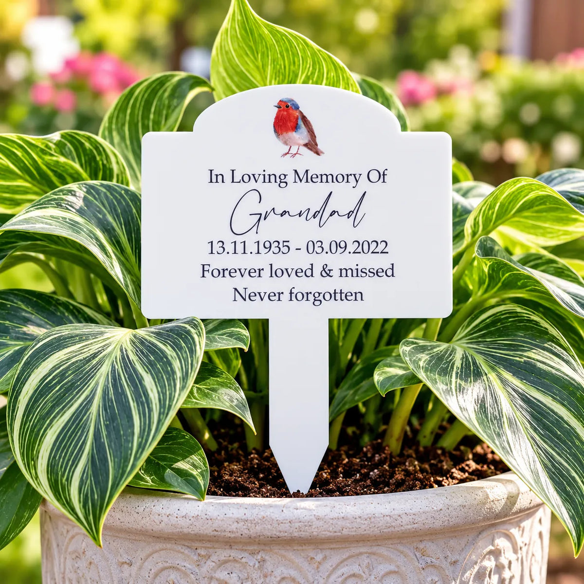 Acrylic Memorial Plaque & Plant Pot