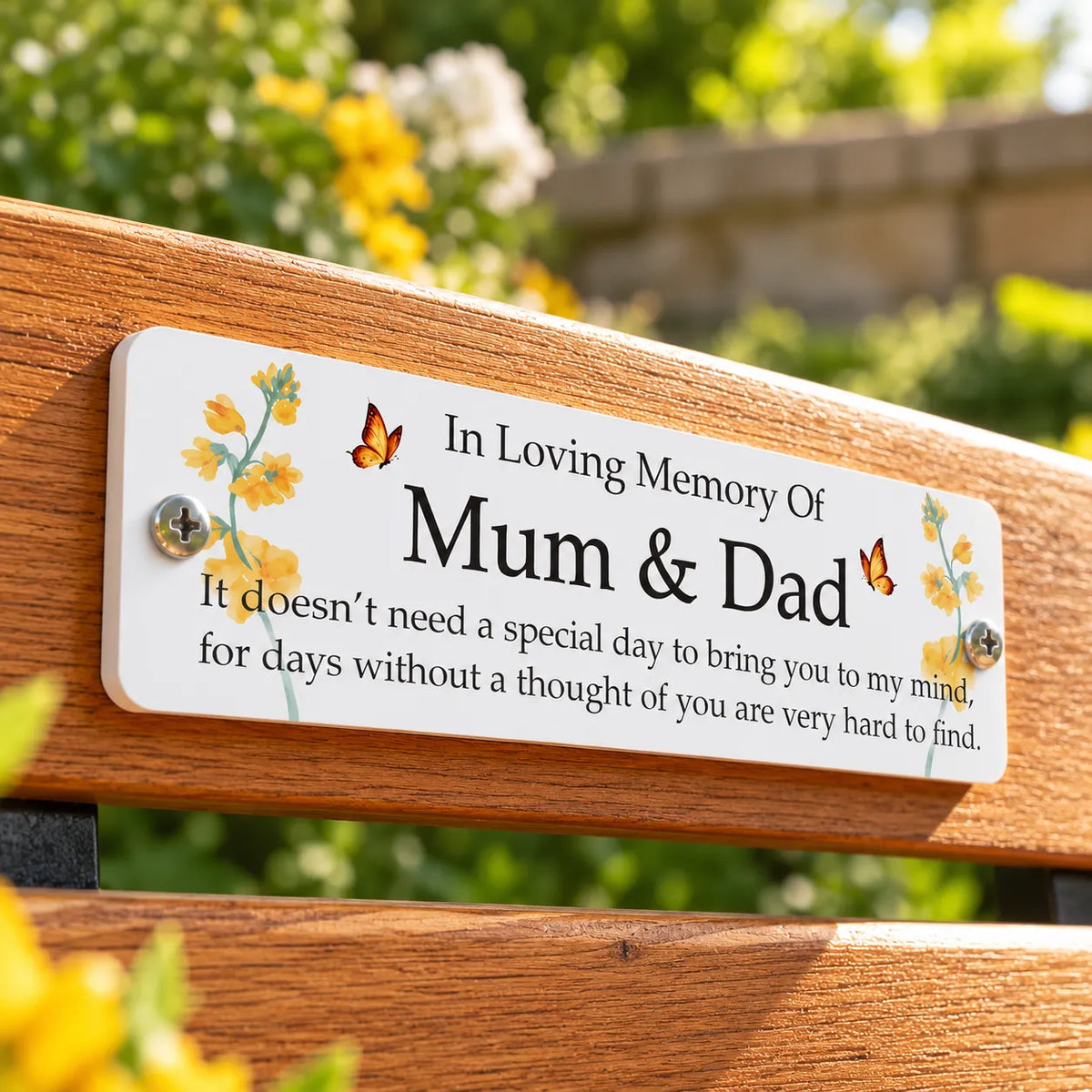 Acrylic yellow floral  bench memorial plaque