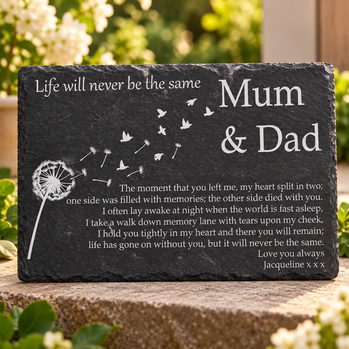 Dandelion memorial plaque