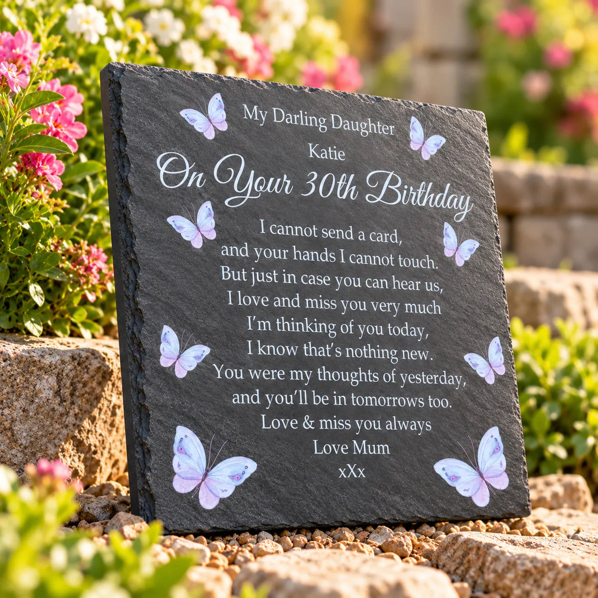 Butterfly Birthday memorial plaque