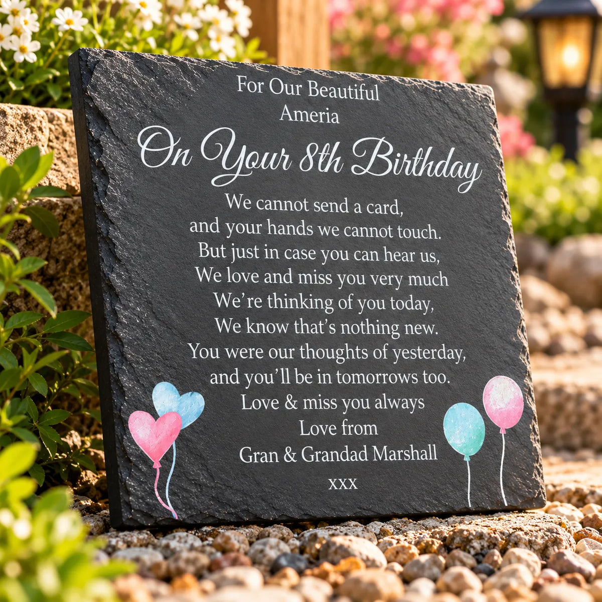 Balloon Birthday memorial plaque