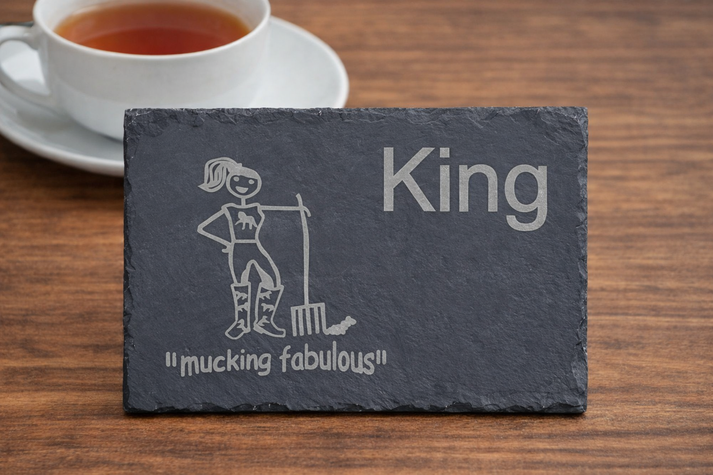 Horse Stable Door Sign Acrylic With Boarder - Free Mucking Fabulous Slate Coaster