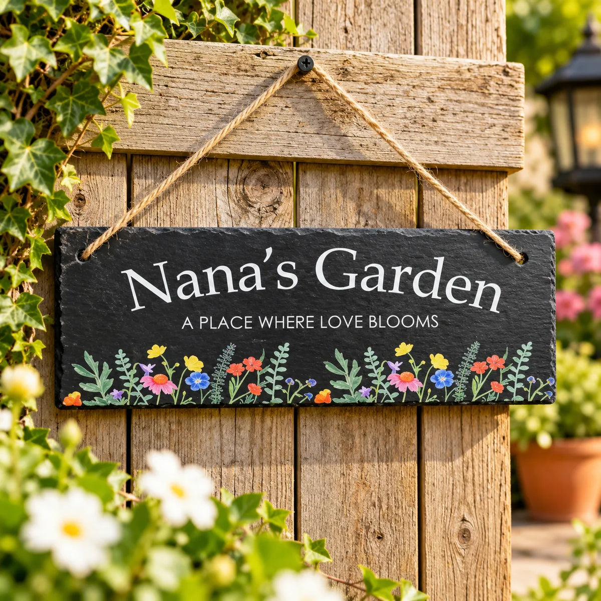 A place where love blooms garden slate sign